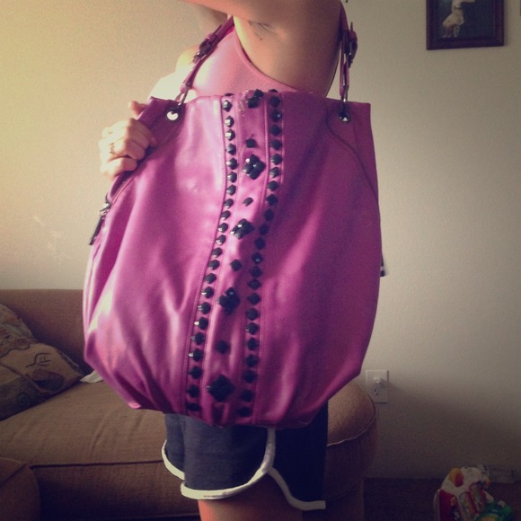 Big Purple with black rhinestone purse
