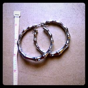 *SALE* Silver 'bamboo' hoop earrings