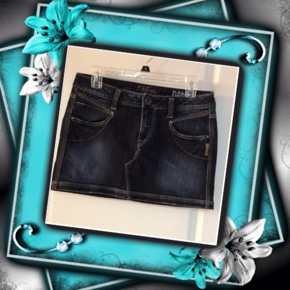 Silver Blue Jean Mini Skirt