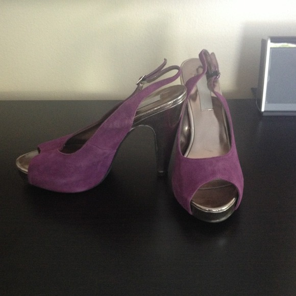 Purple suede heels
