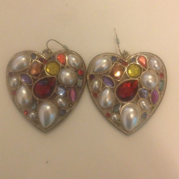 Jeweled heart earrings