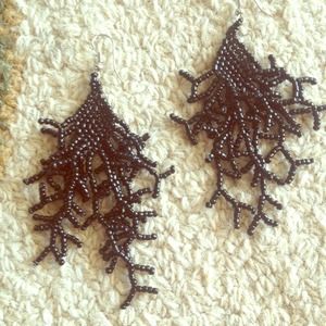 SOLD!Beaded seaweed earrings!