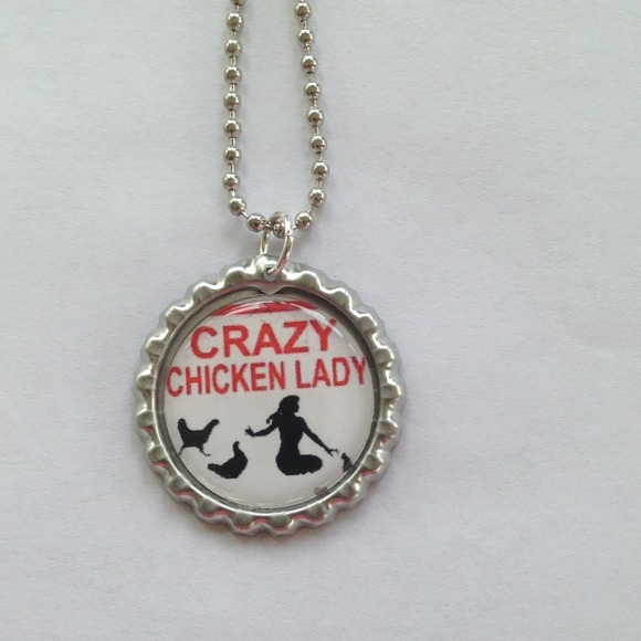 Chicken lady charm necklace
