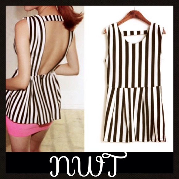SOLD!!! Stunning Peplum Striped Blouse! ❤