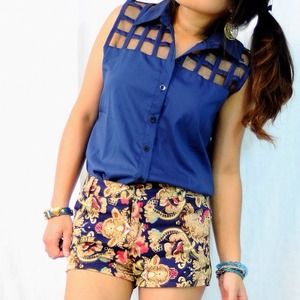 Tops - 🚫SOLD🚫Navy Blue Cage Top Tops - 🚫SOLD🚫Navy Blue Cage Top