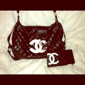 Black Chanel (knock off) purse and matching wallet
