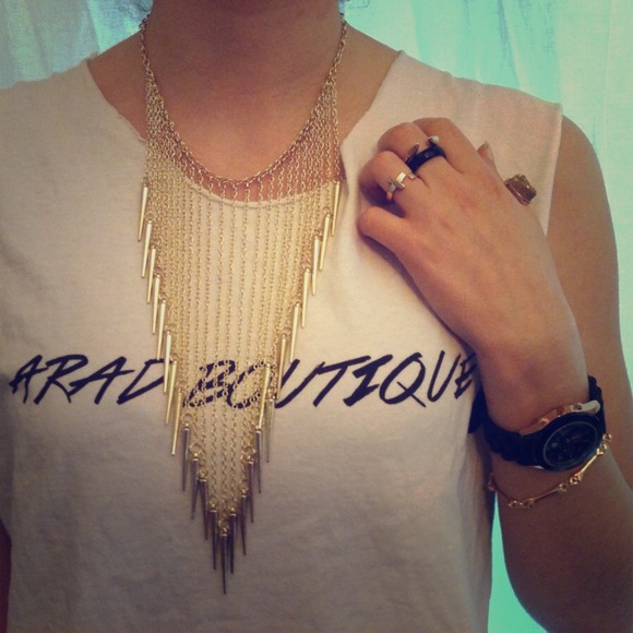 Gold Plated Spike Fountain Necklace