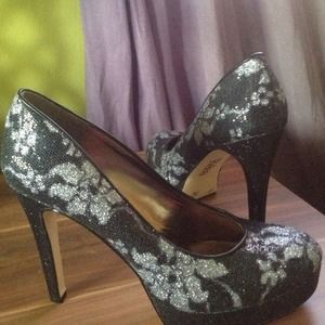 REBA sparkly heels flower pattern
