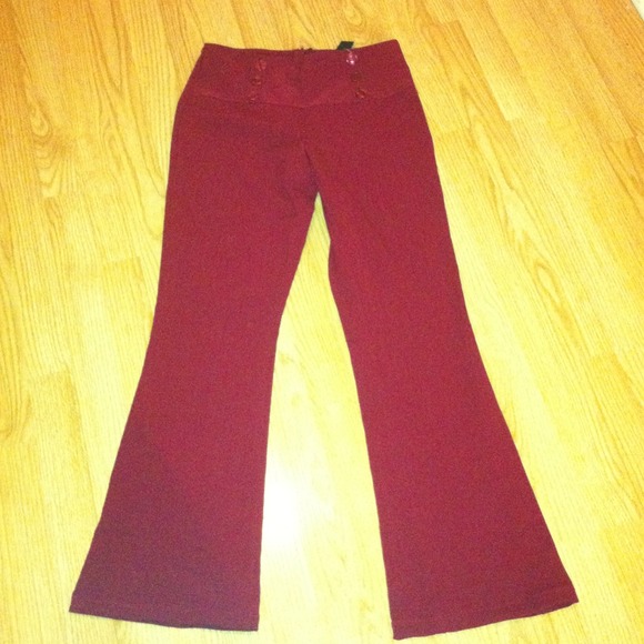 Wine Red Flare Pants Petite