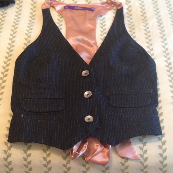 Denim vest with peach satin back