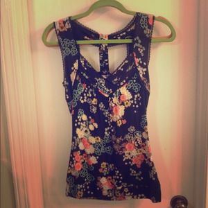 Black Floral Summer Top, sleeveless