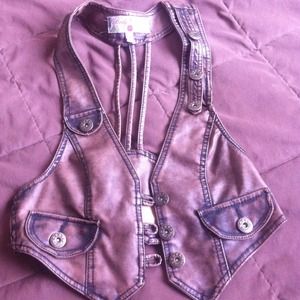 Leather crop vest