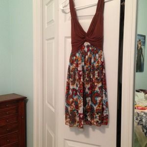 Brown and print dress!