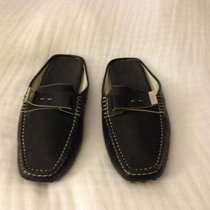 Tod's black driving moccasin slip on mule