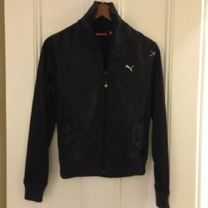 Puma black micro suede and nylon active jacket