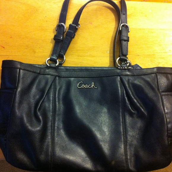 NWOT coach navy metallic finish handbag