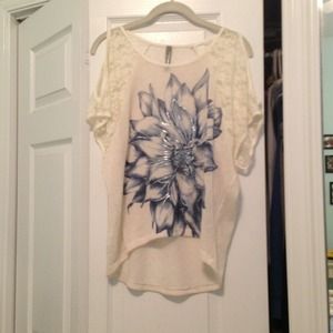 Very cute white and blue shirt!