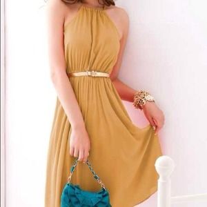 Mustard color chiffon dress💋💗😊💗