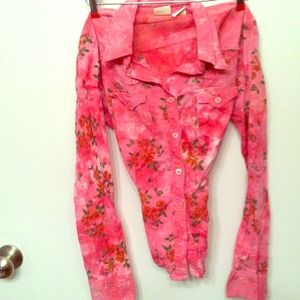 Pink floral western blouse