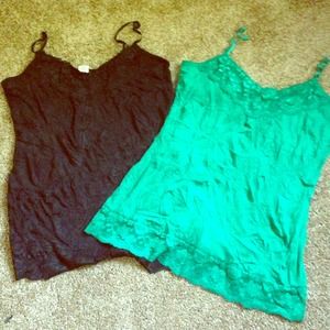Scrunch tank tops trimmed with lace!