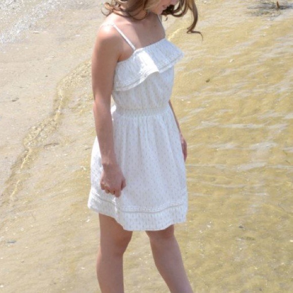 Express white dress with gold print - Picture 1 of 3