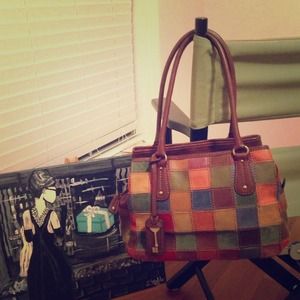 Gorgeous Genuine Leather Fossil Patchwork Bag