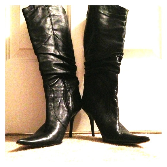 Aldo black leather high boots