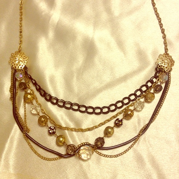 Boho gold and black chain necklace - Picture 1 of 1