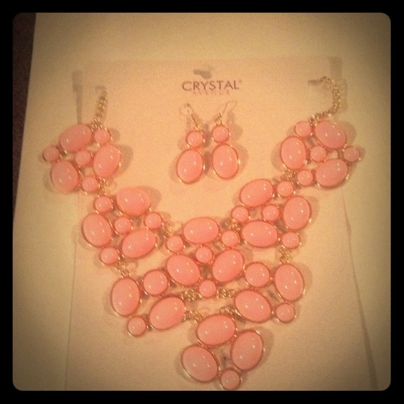Pink necklace n earring