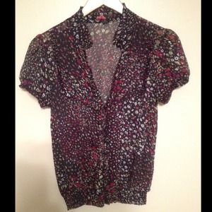 💜💜SOLD💜💜Sheer Floral Peasant Top