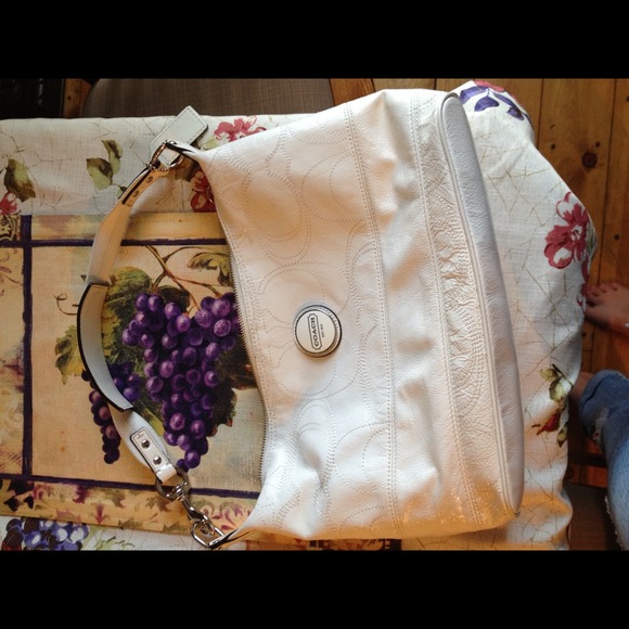 Rwserved!!! White leather coach purse