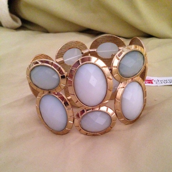Gold and light blue stones bracelet