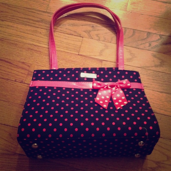 Pink black polka dot bag