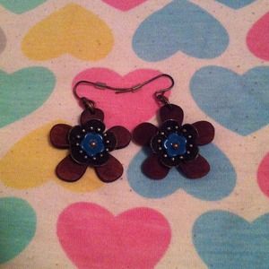 wooden flower earrings