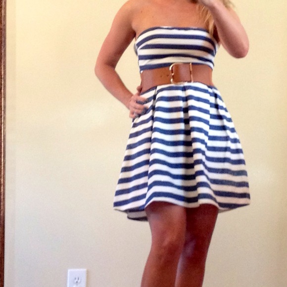 Dresses & Skirts - Navy and white Striped Dress