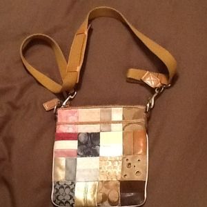 Coach Crossbody Purse- pink patchwork