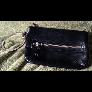 Black Faux Leather Wristlet