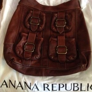 Banana Republic rich brown leather tote