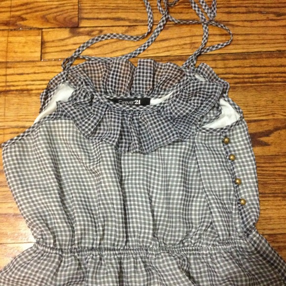 Forever21 black&white checkered spaghetti strap - Picture 2 of 2