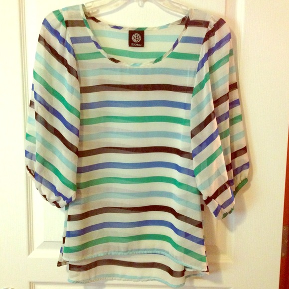 Stripped blouse; 100% polyester