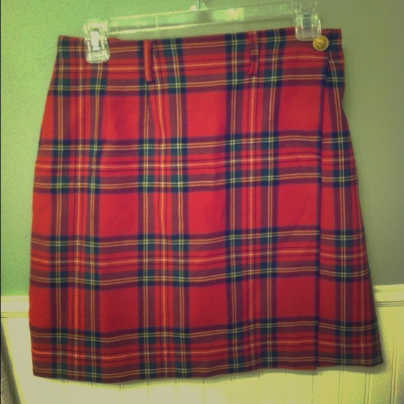 Vintage red plaid skirt