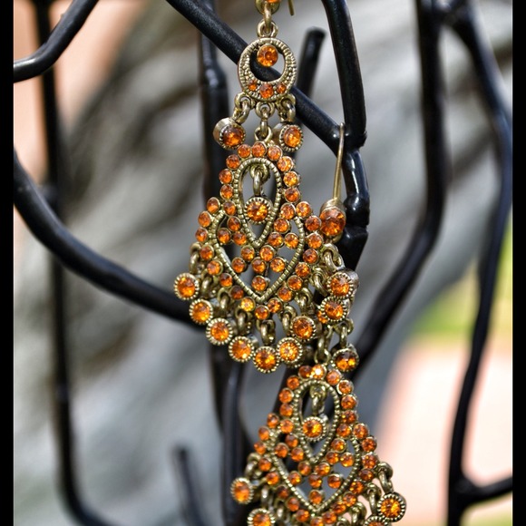 Orange and Gold Earrings