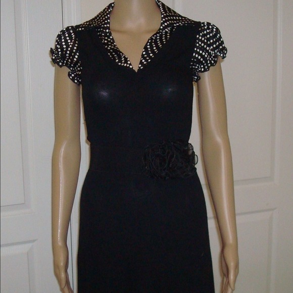 Black dress with polka dots