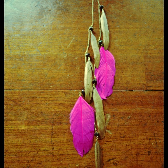Long Feather Earring with Gold Stud *REDUCED*