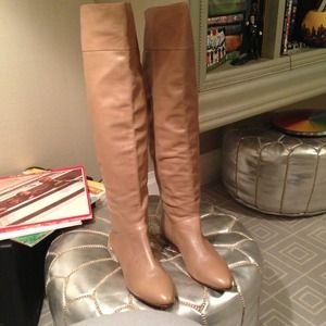 Pour La Victoire Taupe/Beige Leather Knee Boots
