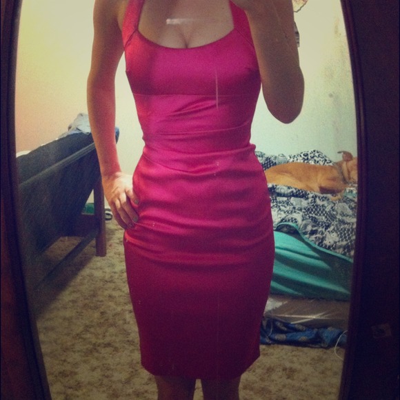 hot pink halter dress - caché