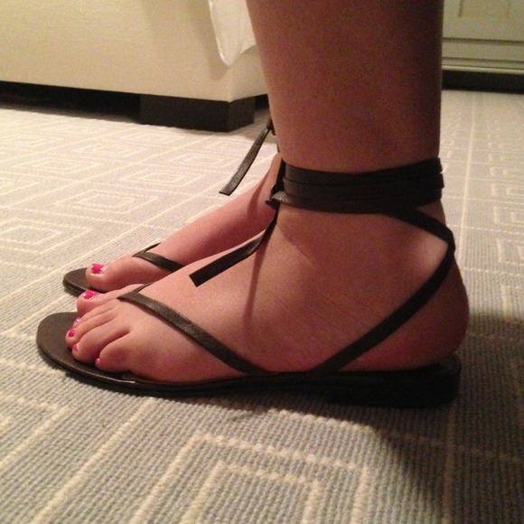 Michael Kors Wrap Sandals in Dark Brown