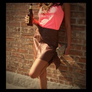Brown Faux Leather Skirt