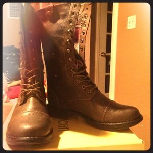 Dark grey combat boots