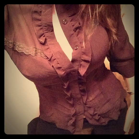 *** SOLD *** Chocolate Brown ButtonUp Blouse NWT
